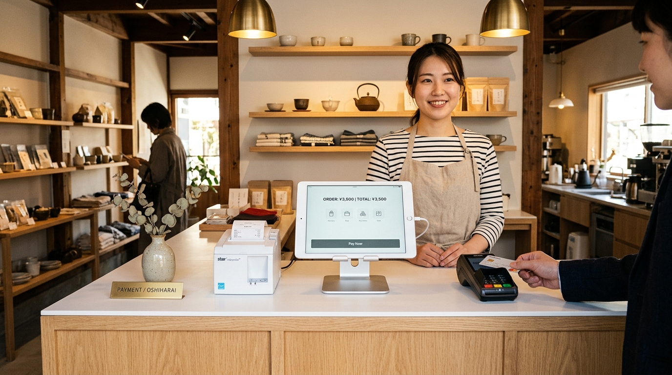 Airレジを設置した店舗カウンターの様子