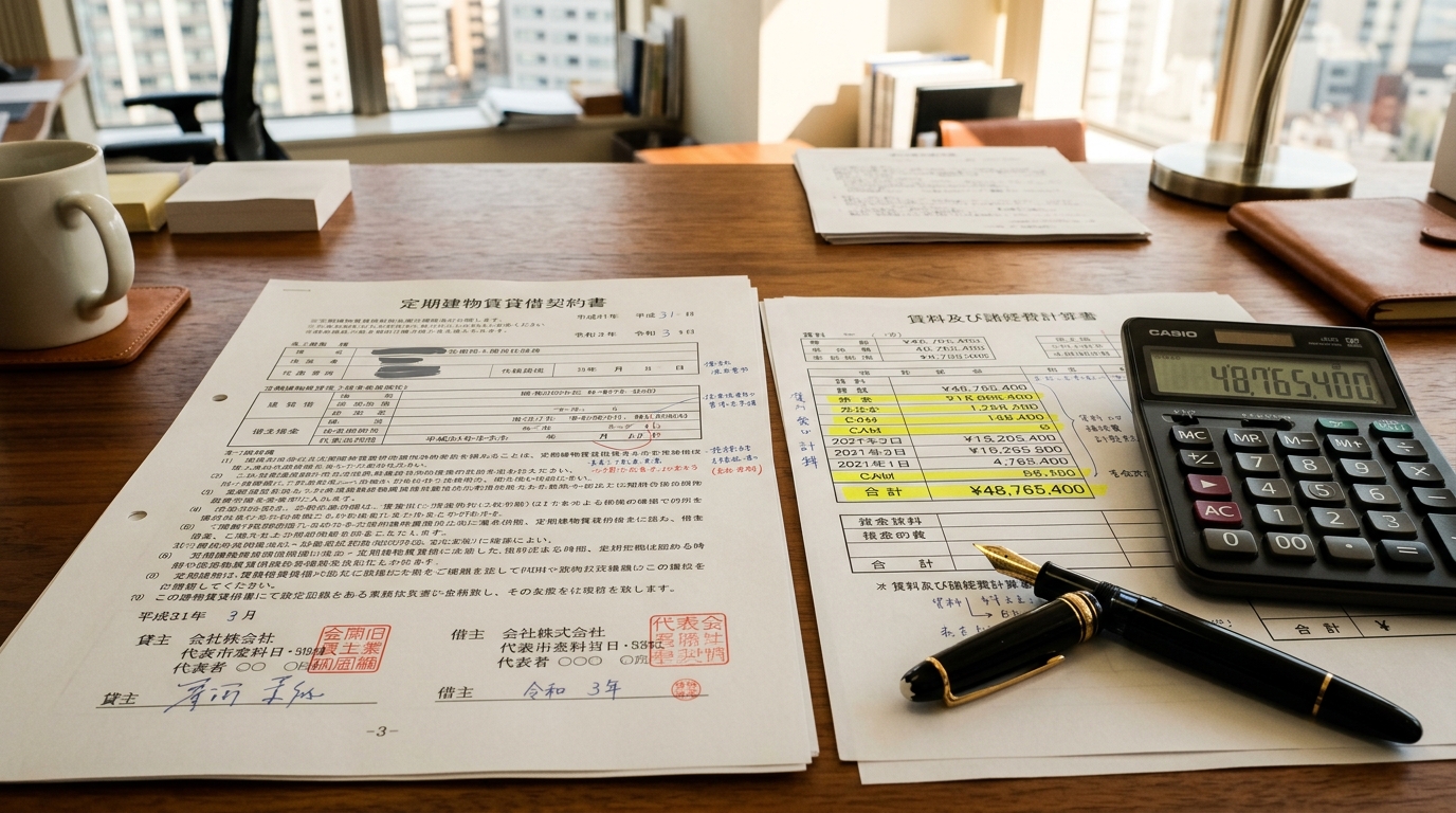 定期建物賃貸借契約書と敷金精算書の査定チェック