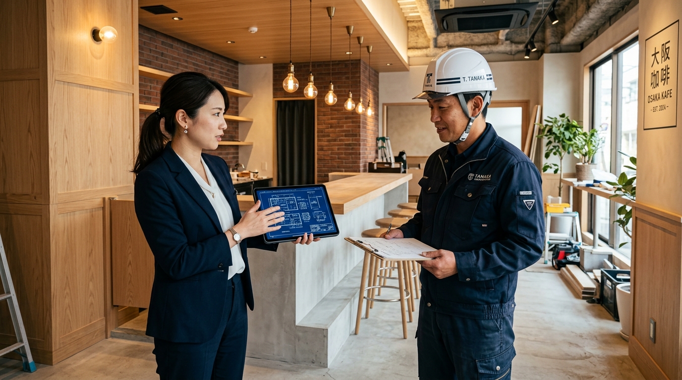 大阪の店舗内装工事・設計打ち合わせ風景