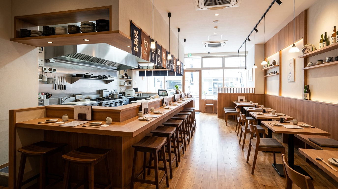 飲食店の居抜き引き渡し・客席と厨房設備